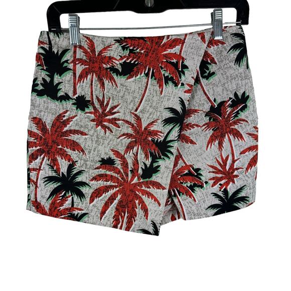 TopShop Tropical Print Palm Tree Mini Skirt Skort Shorts Resort Wear Size 6 - Picture 2 of 8